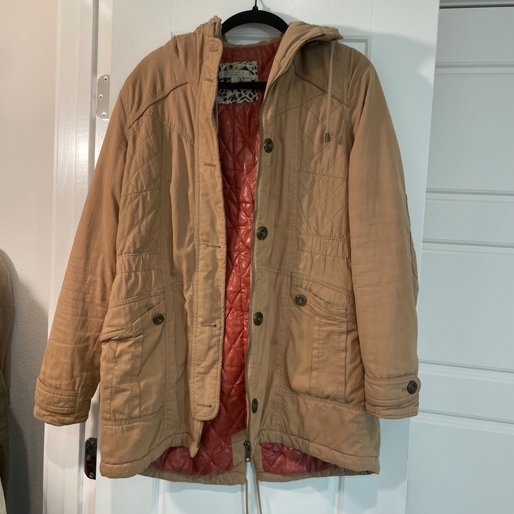 Bershka tan long coat